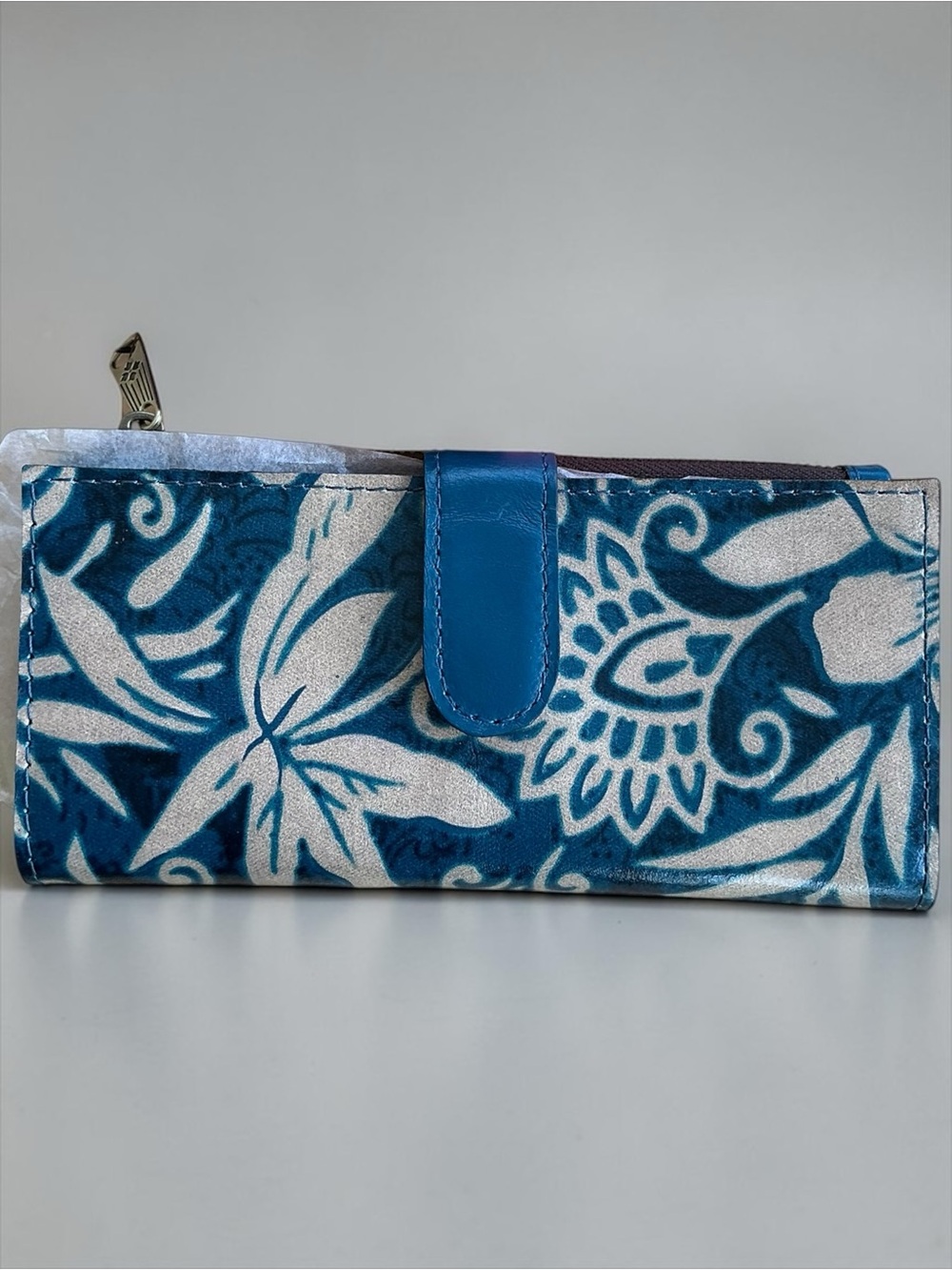 Patricia Nash Nazari Teal Floral Leather Bifold Wallet New in Box NWT